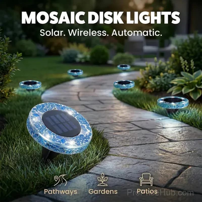 Solar Mosaic Disk Garden Lights - View 4