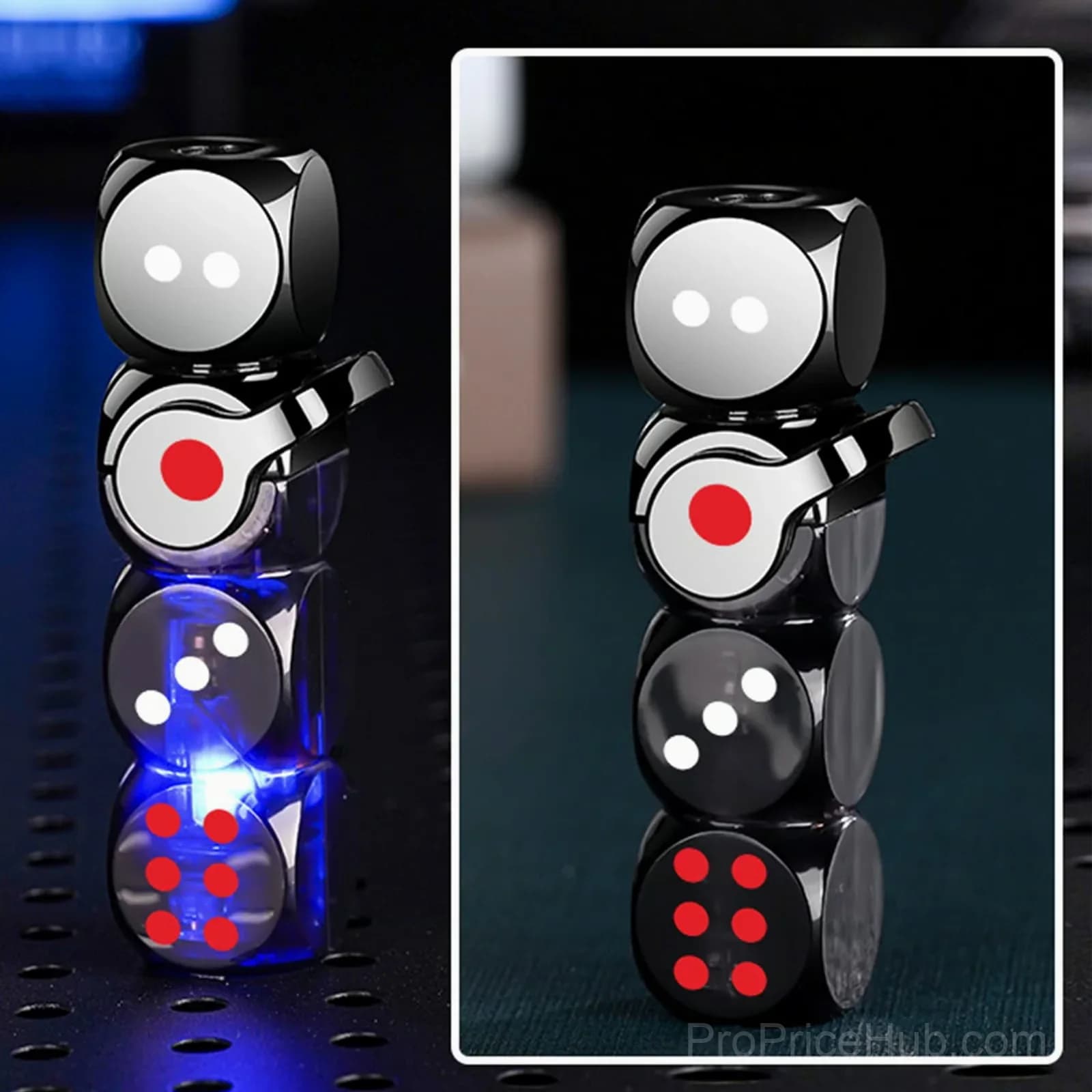 Purple 360° Spinning Dice Windproof Jet Flame Lighter with LED - View 17
