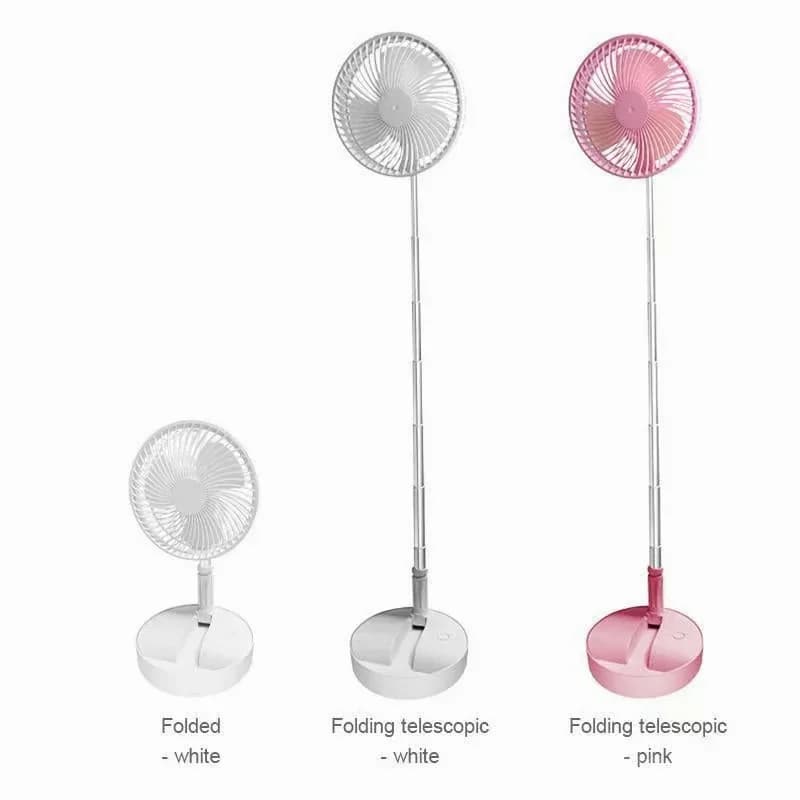 White Telescopic Folding USB Rechargeable Desk Fan - View 9