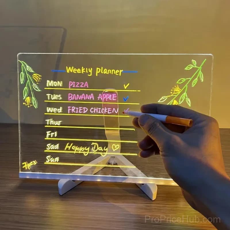 LED Note Board with Colored Pens, 5.9x5.9 Inch - View 5