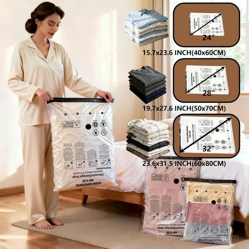 Cordless Travel Vacuum Storage Bag Set with Rechargeable Pump, 6-Pc - View 2