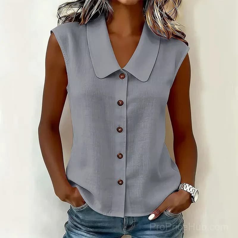 Women’s Pink V-Neck Button-Down Top, Size Small - View 11