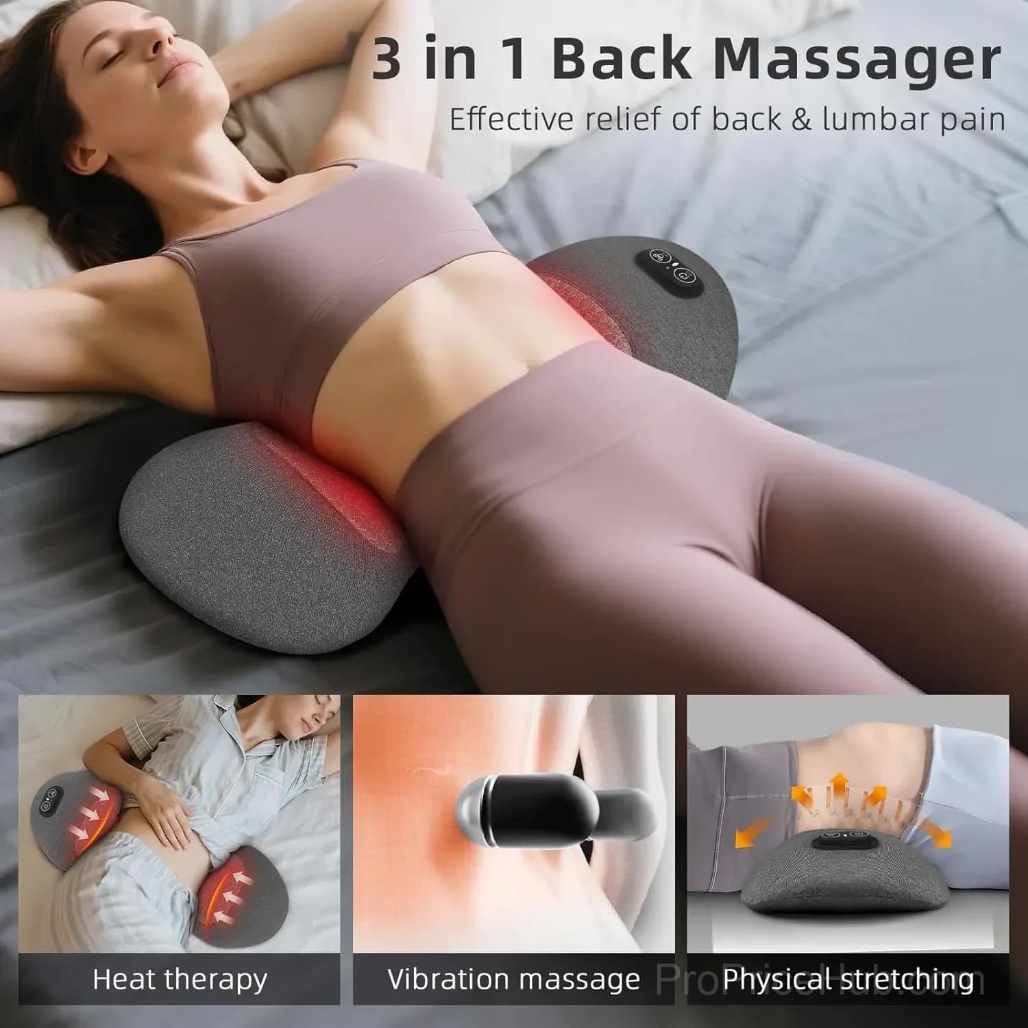 Heated Lumbar Support Pillow with Electric Massage - Alt