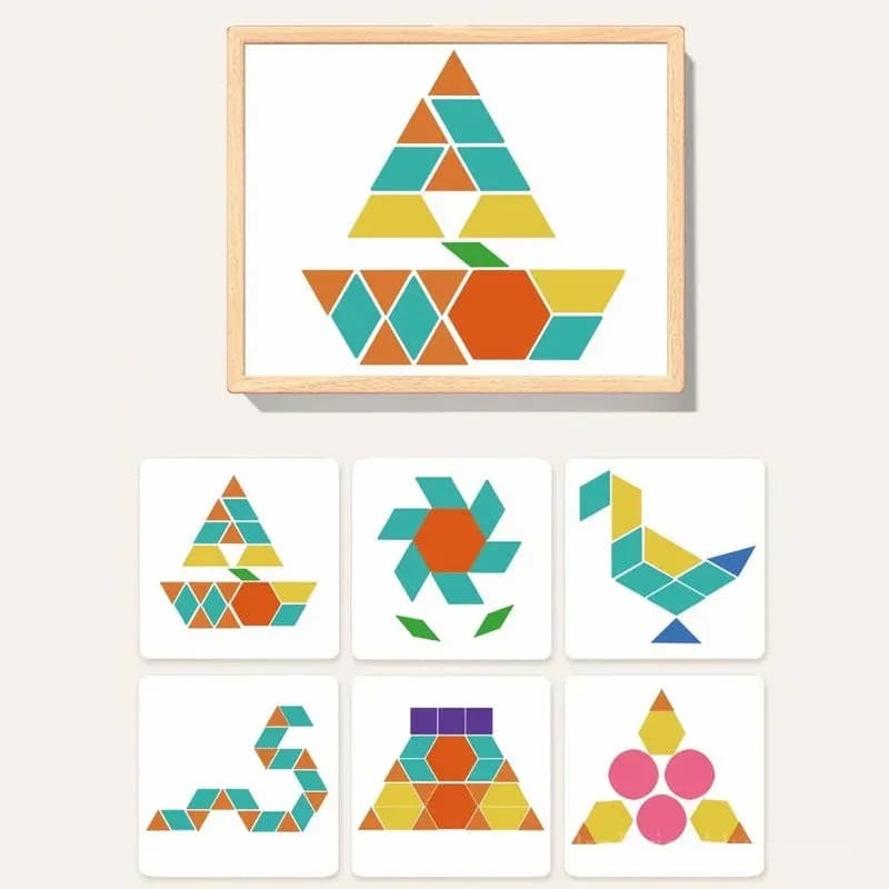 Wooden Magnetic Pattern Block Puzzle Set, 180 Pieces - View 5