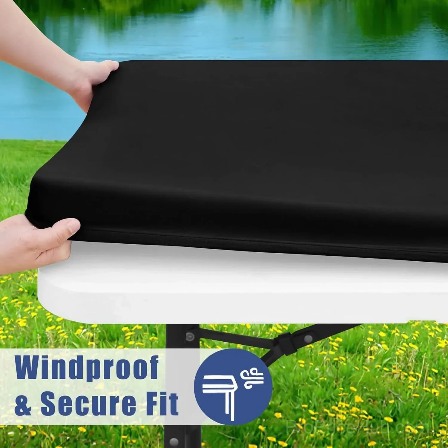 Stretch Fabric Table Top Cap Cover – Elastic Edge, Waterproof, Reusable - View 10