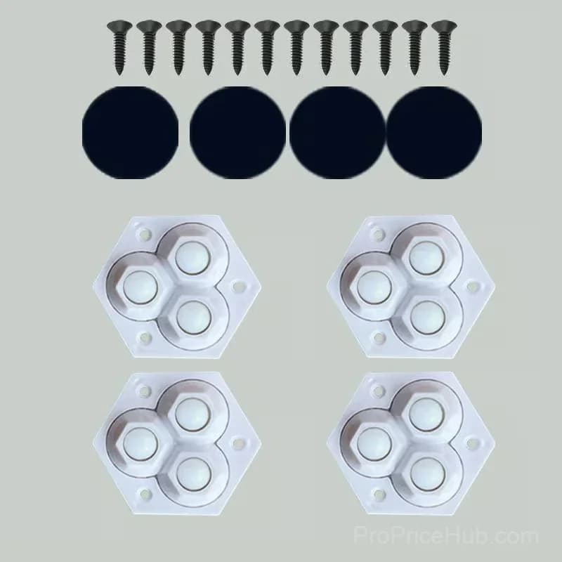 360° Rotating Three-Ball Caster Wheels, White, 4-Pack - View 13
