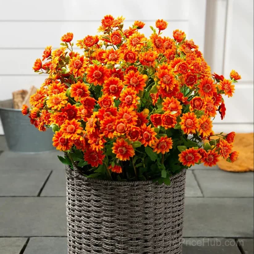 Artificial Outdoor Sunset Mums – UV-Resistant & Weatherproof detail