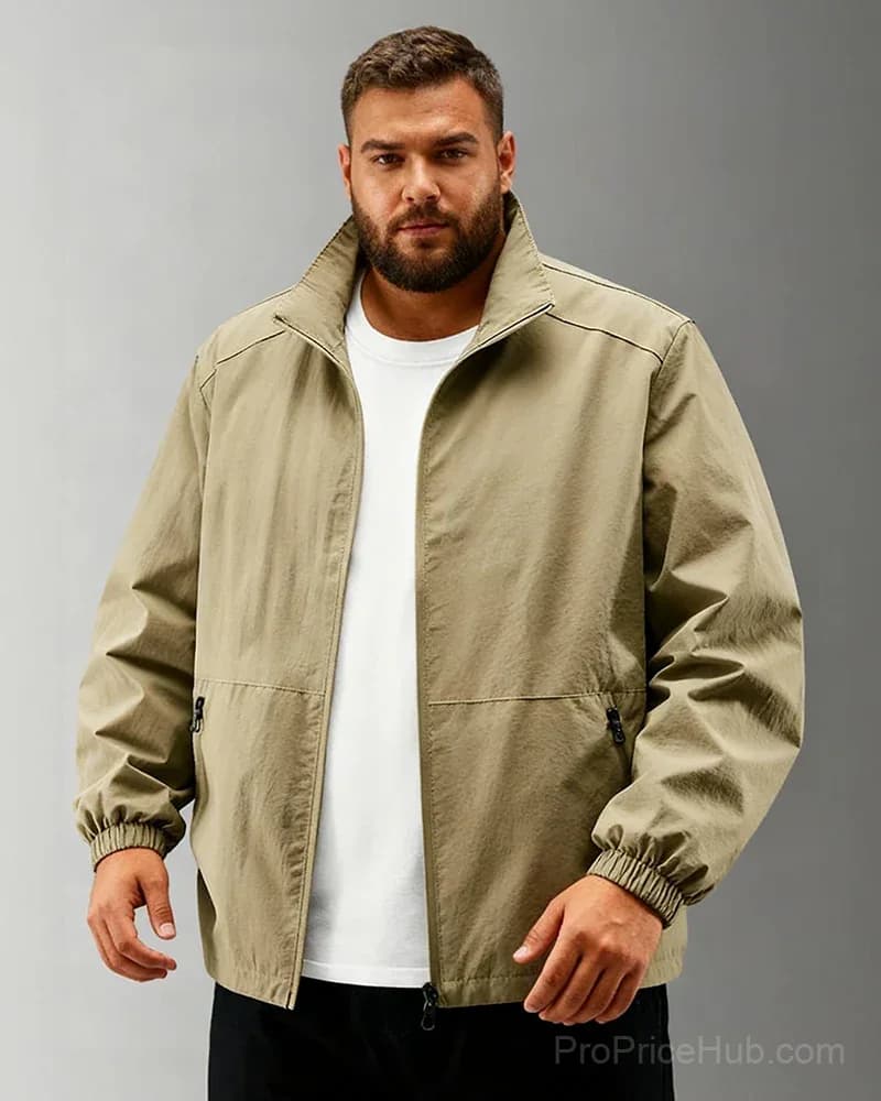 Men's Big & Tall Quick-Dry Standing Collar Outdoor Jacket M-5XL - View 2