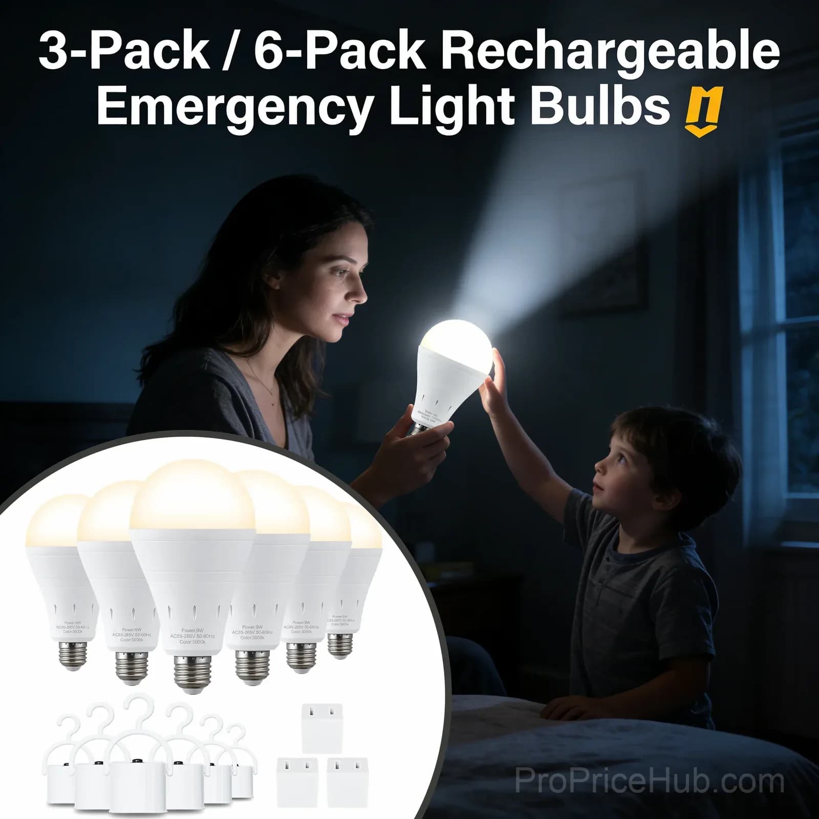 Rechargeable LED Emergency Light Bulb, 1-Pack - View 3