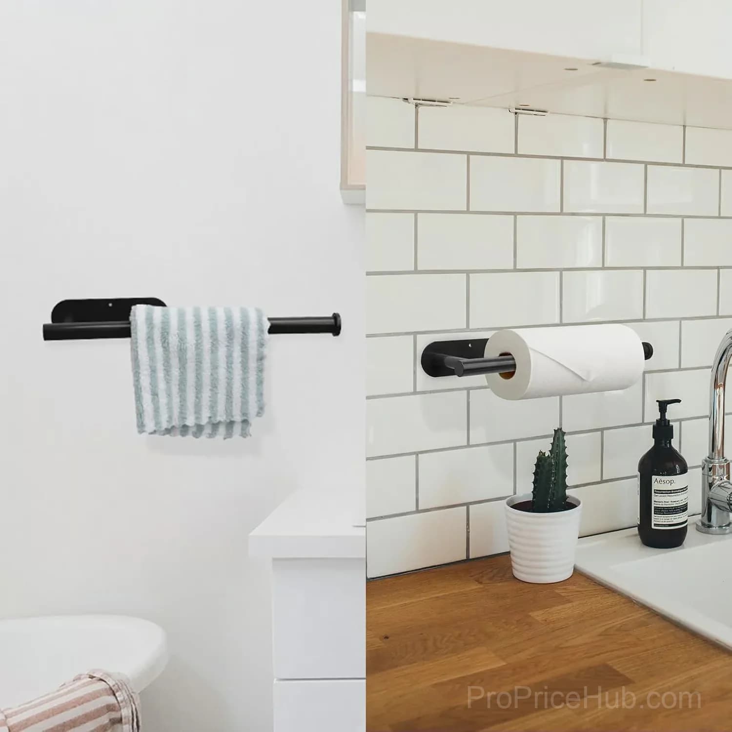 Black Under-Cabinet Paper Towel Holder for Kitchen - View 8