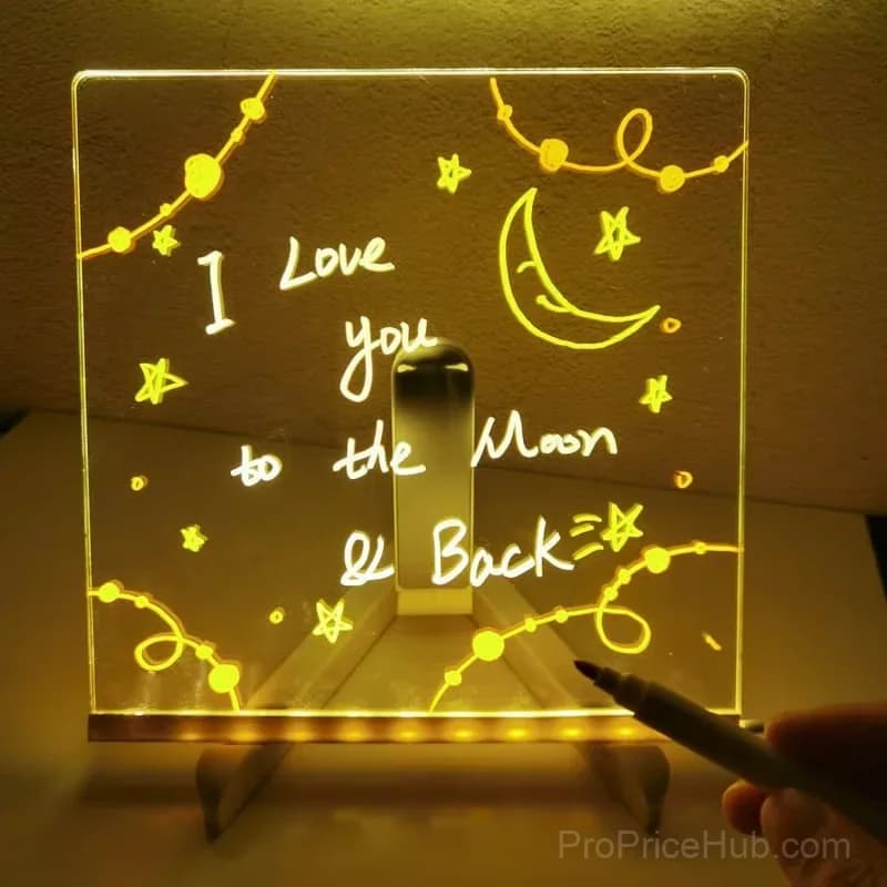 LED Note Board with Colored Pens, 5.9x5.9 Inch - View 8