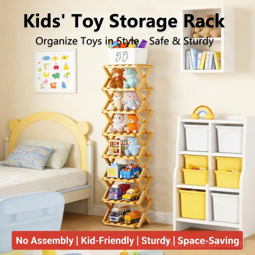 3-Tier Bamboo Storage Rack, Natural, No-Assembly - View 8