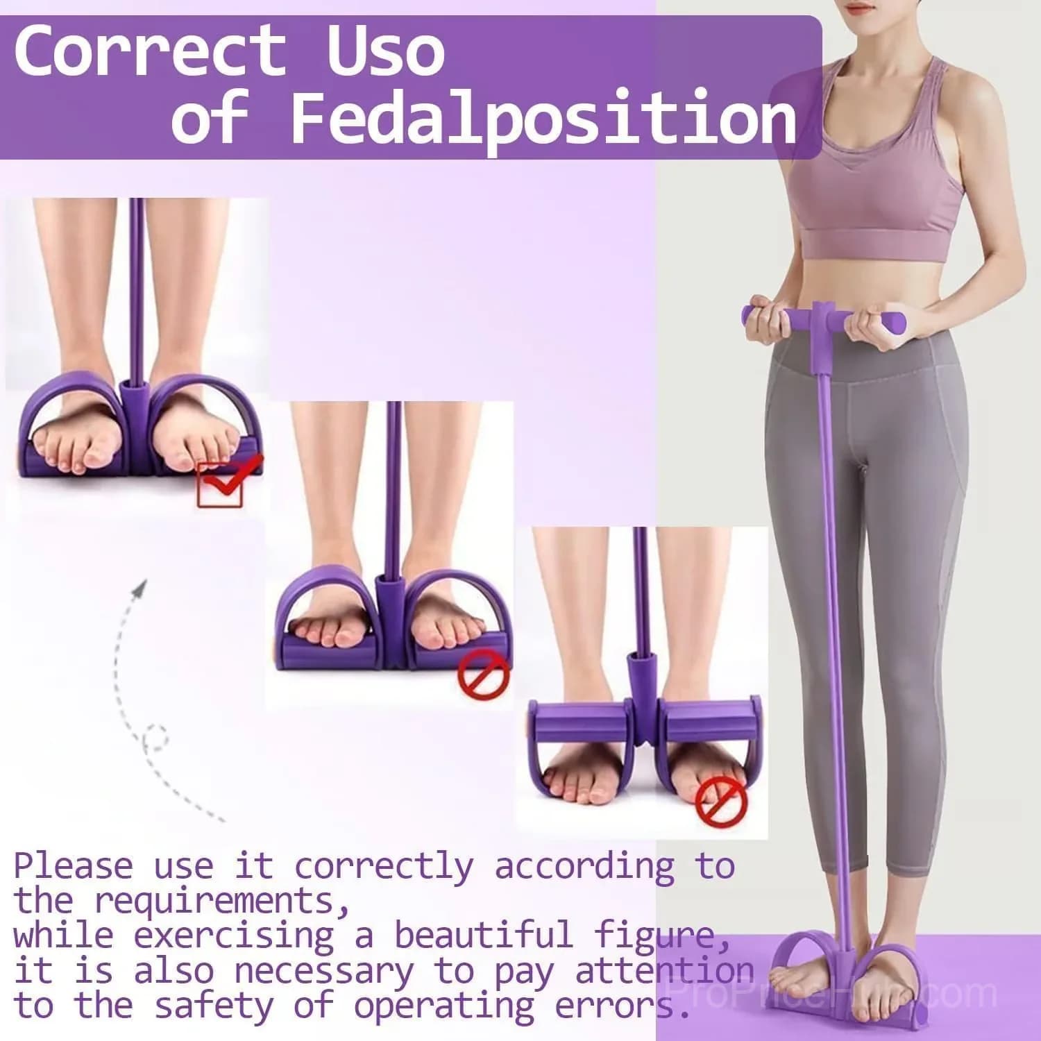 8-Tube Pedal Resistance Exercise Device, Purple - View 5