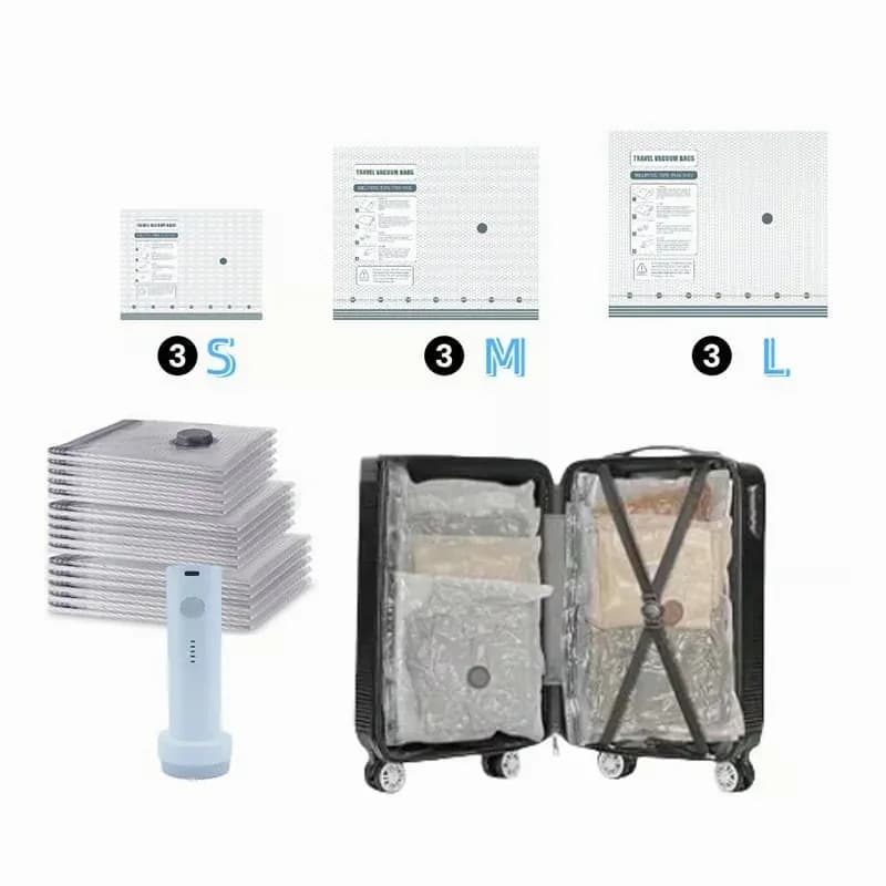 Vacuum Travel Compression Storage Bags, 6-Pack (2S, 2M, 2L) - View 3