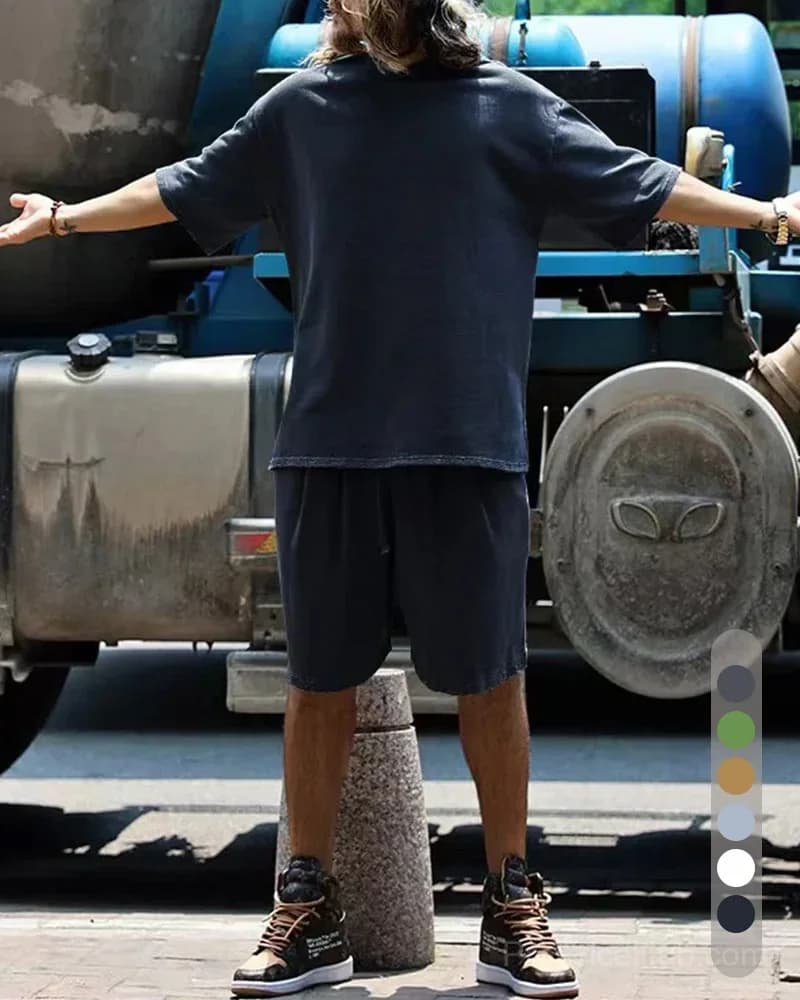 Men's Casual Loose Fit Solid Sports Set - M to 8XL - View 15