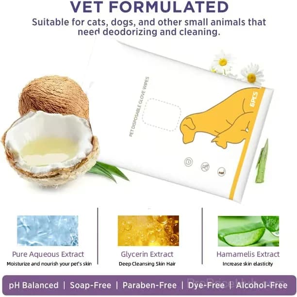 Deodorizing Pet Glove Wipes for Dogs, 6 Count - View 4