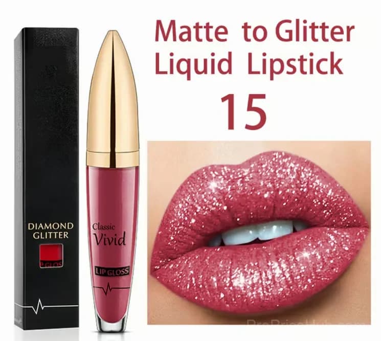 Diamond Lip Gloss Matte to Glitter Liquid Lipstick Waterproof 01 - View 18