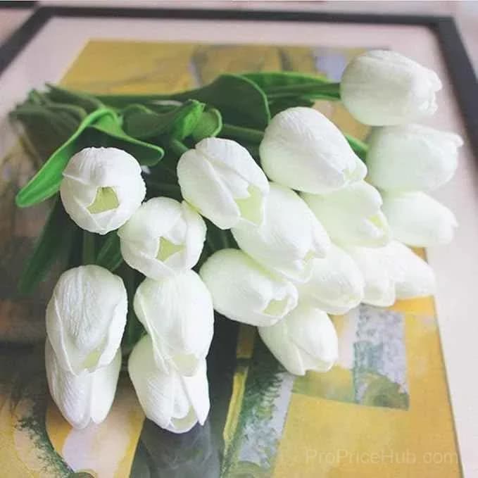 10-Piece UV Resistant Waterproof Faux Tulip Bouquet – Artificial Flowers for Indoor/Outdoor Decor - View 25