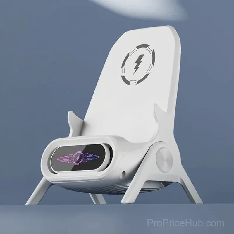 Multifunctional Wireless Fast Charging Phone Stand, White - View 10