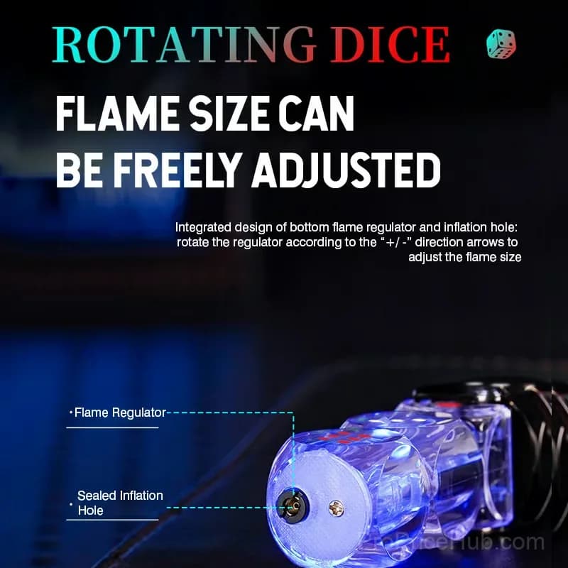 Purple 360° Spinning Dice Windproof Jet Flame Lighter with LED - View 11