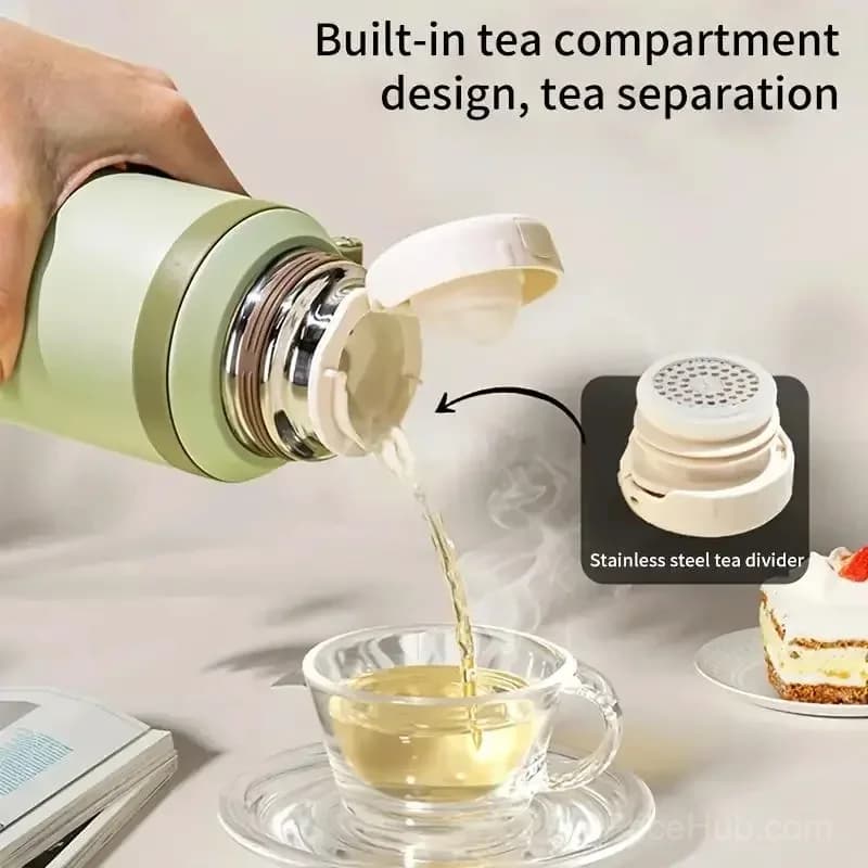 600ml 316 Stainless Steel Vacuum Insulated Bottle with Dual Lids, White - View 4