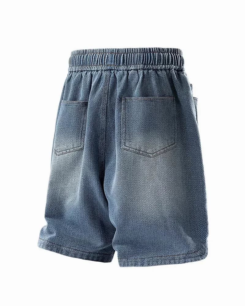 L-9XL Star-Print Denim Loose Straight Shorts - View 6