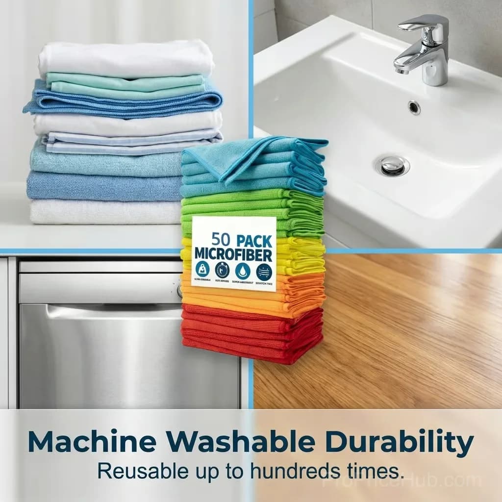 Bulk Pack Microfiber Cleaning Towels, 50 Count - View 7