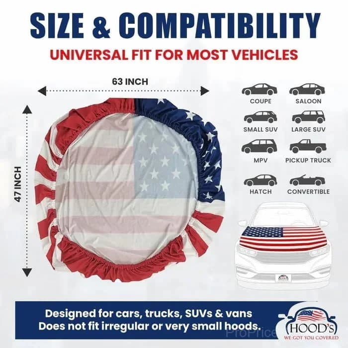American Car Hood Flag - No Glue No Tools, Install in 1 Minute - View 7