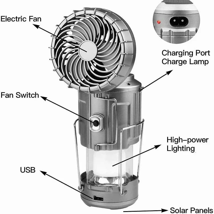 5-in-1 Solar LED Camping Lantern with Fan - View 6
