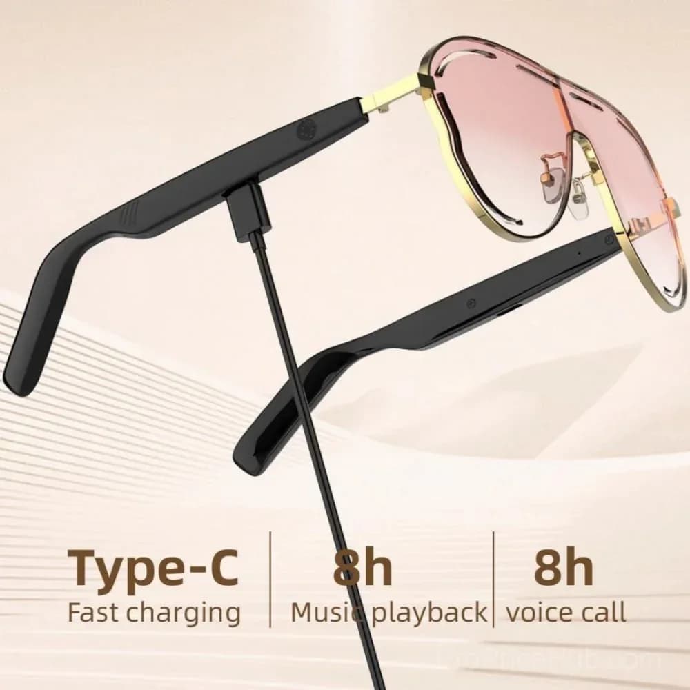 Smart Bluetooth 5.4 Audio Sunglasses – Open-Ear, UV & Blue Light Protection - View 8