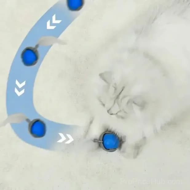 Interactive Electric Rolling Pet Toy Ball with Teasing Tail, Blue - View 5