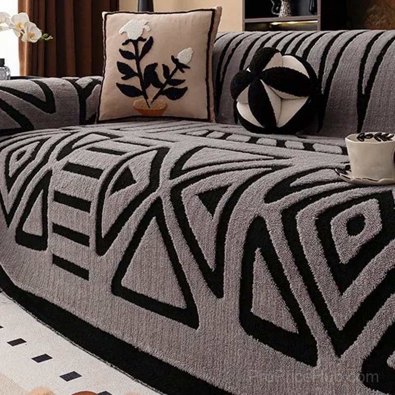 Soft Plush Non-Slip Couch Cover, Black, 180 x 130 cm, Single Seater - View 15