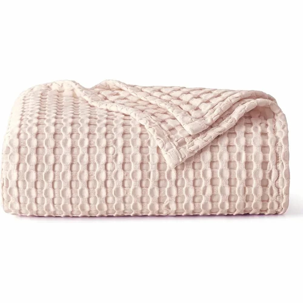 Bamboo-Cotton Waffle Weave Blanket, Ginger, 59 x 79 in - View 4