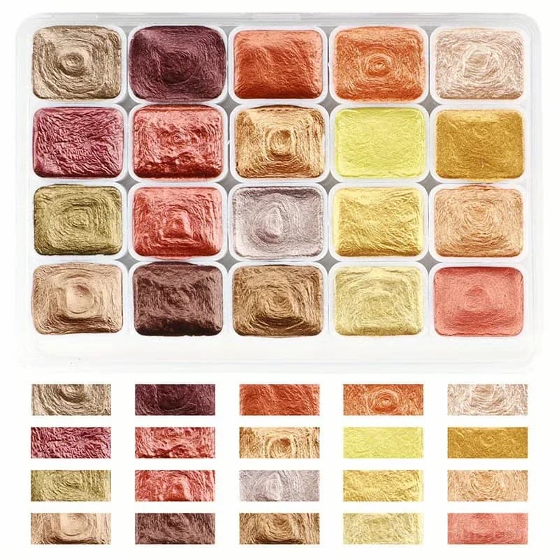20-Color Shifting Watercolor Painting Set with Brushes - View 16