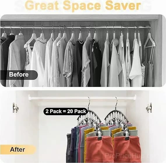 Metal Legging Organizer Hanger with 10 Rubber-Coated Clips, Black - View 4