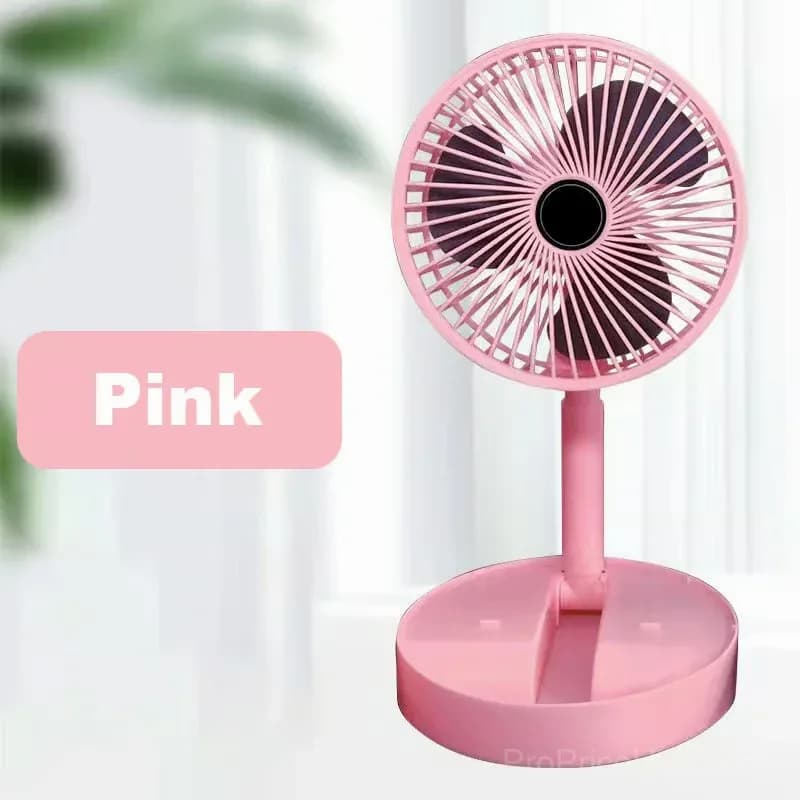 White Telescopic Folding USB Rechargeable Desk Fan - View 12