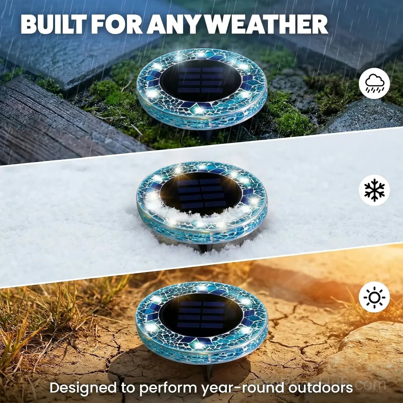 Solar Mosaic Disk Garden Lights - View 7