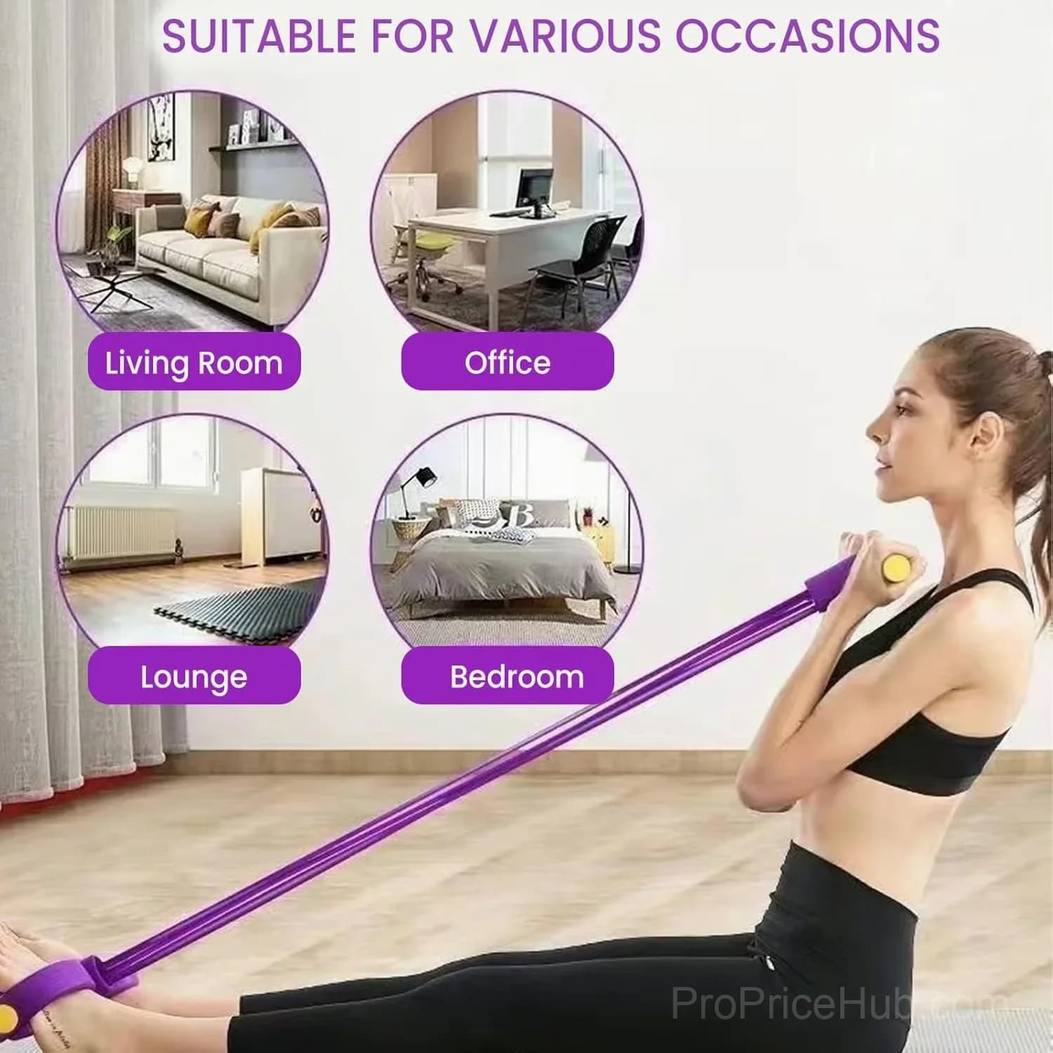 8-Tube Pedal Resistance Exercise Device, Purple - View 4