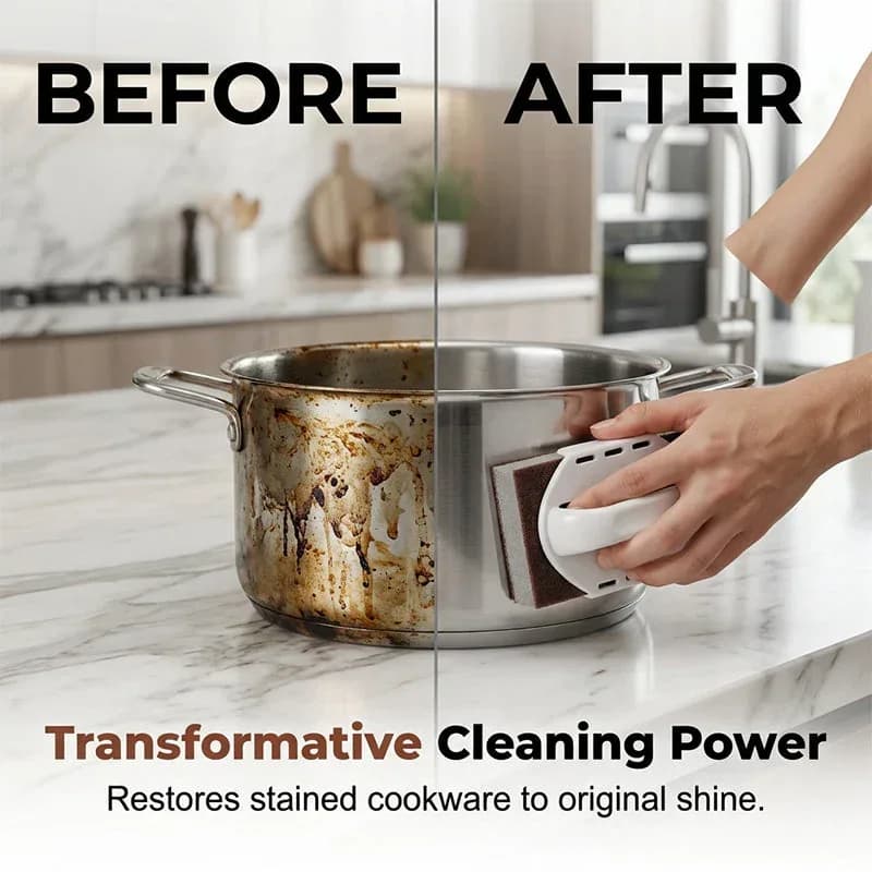Emery Sponge Scrubber – Heavy-Duty Burnt Grease & Rust Remover with Ergonomic Handle - View 3