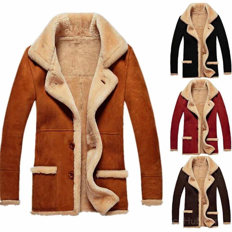 Big & Tall Men's Thickened Plush Lapel Jacket - S-5XL - View 12