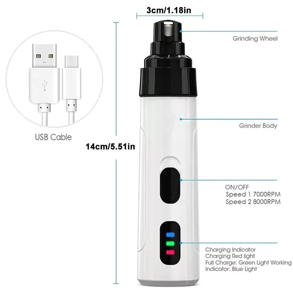 Rechargeable USB Electric Pet Nail Grinder for Grooming - View 8