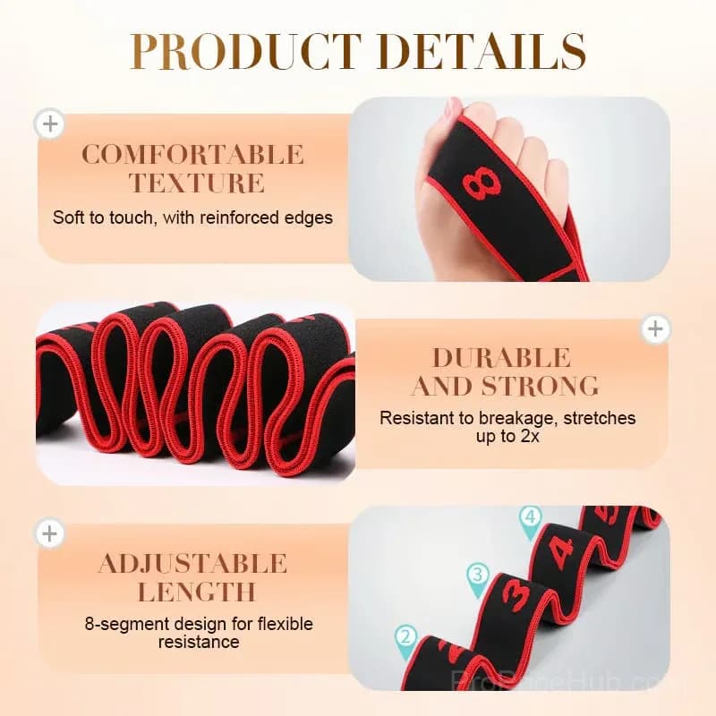 Resistance Band for Fitness and Yoga, Red, No Rear Strap - View 6