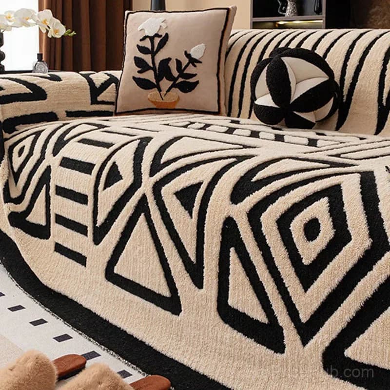 Soft Plush Non-Slip Couch Cover, Black, 180 x 130 cm, Single Seater - View 17