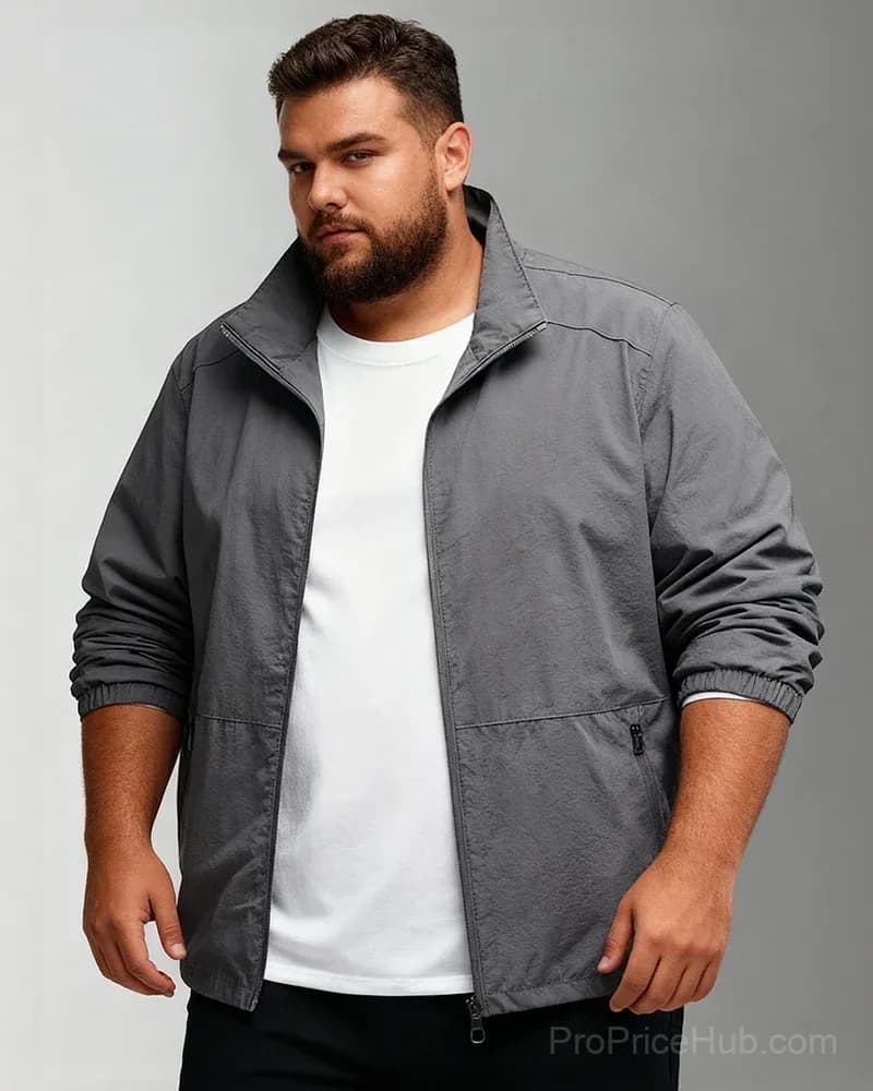 Men's Big & Tall Quick-Dry Standing Collar Outdoor Jacket M-5XL - View 11