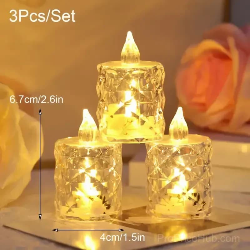 Small Plastic Flameless Candle Lights, 3-Pack - View 3