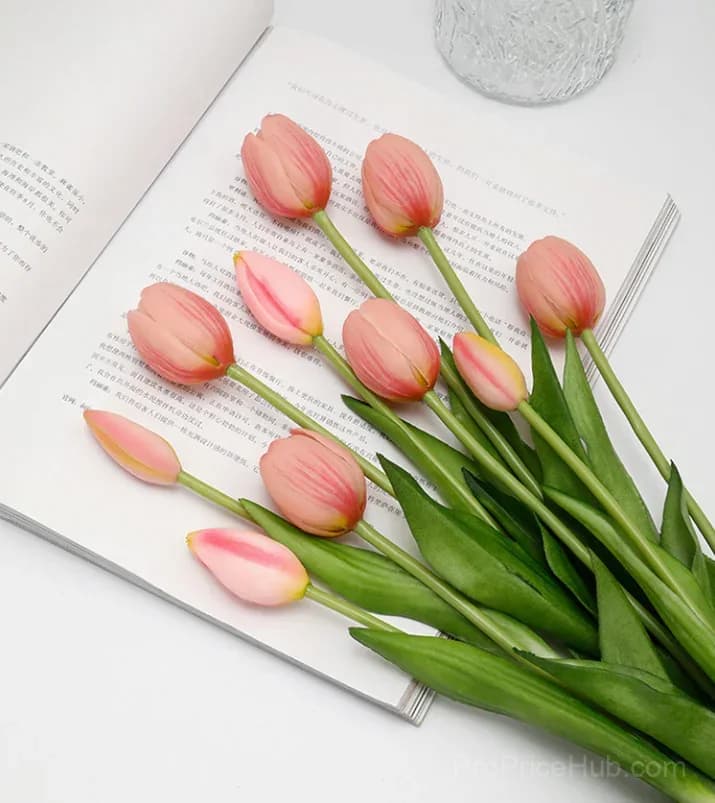 10-Piece UV Resistant Waterproof Faux Tulip Bouquet – Artificial Flowers for Indoor/Outdoor Decor - View 6