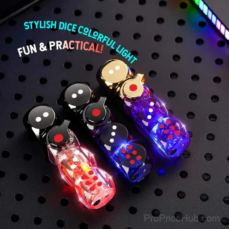 Purple 360° Spinning Dice Windproof Jet Flame Lighter with LED - View 6