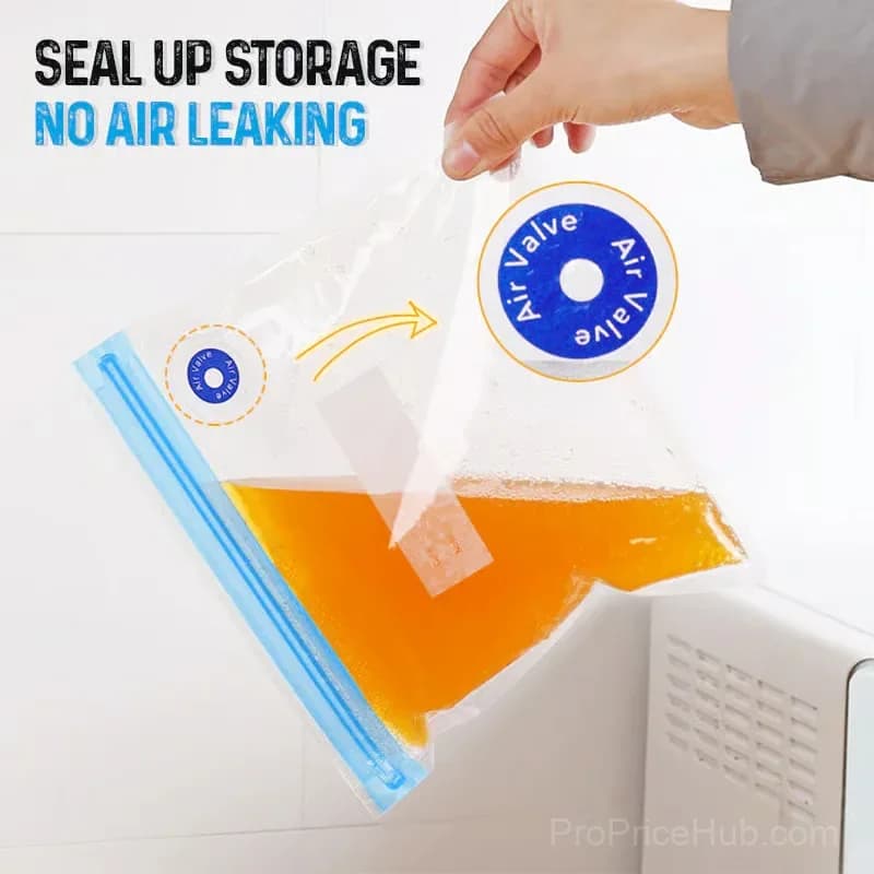 Kitchen Vacuum Storage Bag Set, Small, 15-Piece, Gray with Manual Pump - View 5