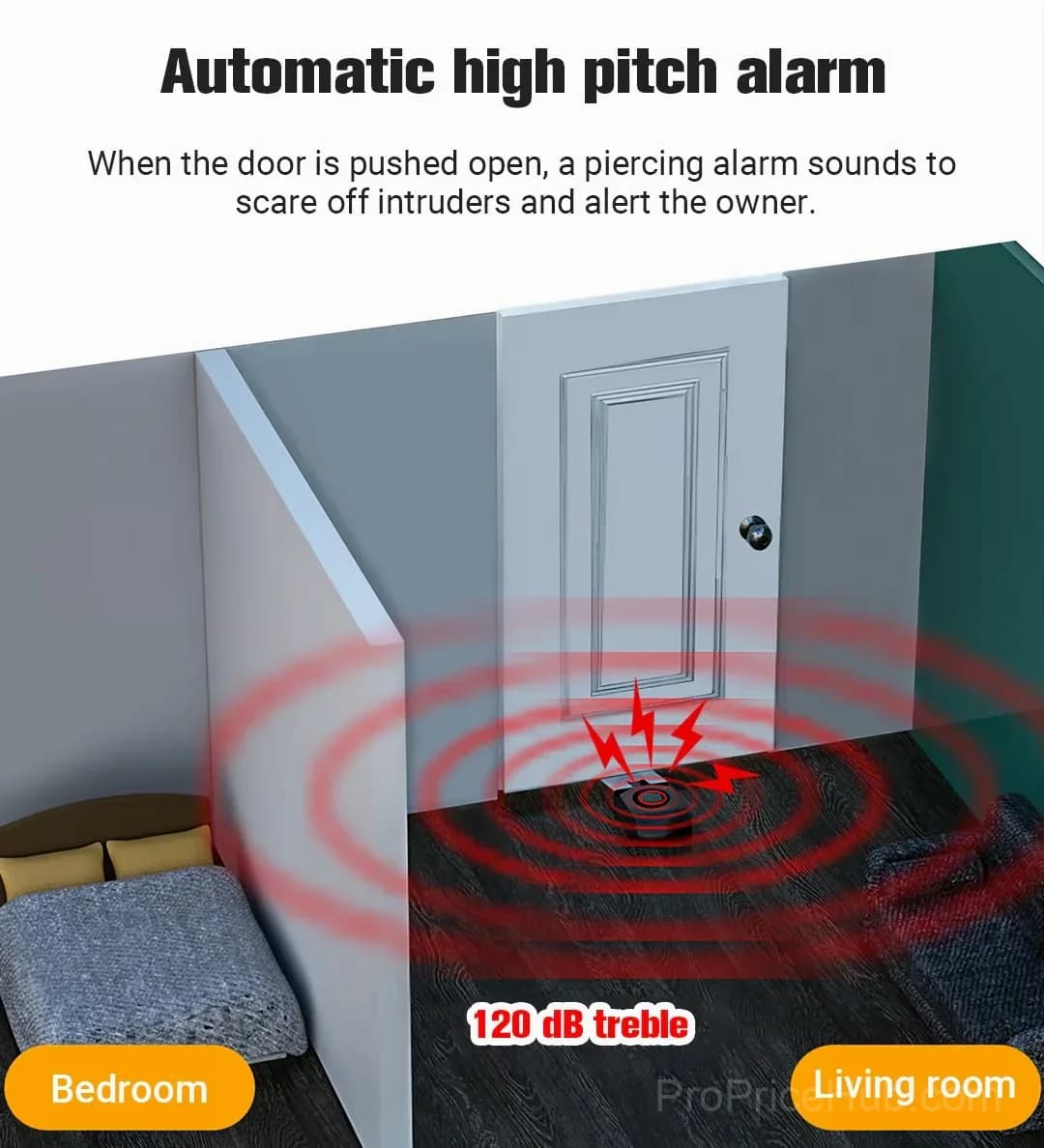 Doorstop Alarm with 120dB Siren - Home Security Wedge - View 10