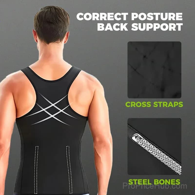 Men's Zipper Waist Trainer Trimmer Vest, Size S - View 5